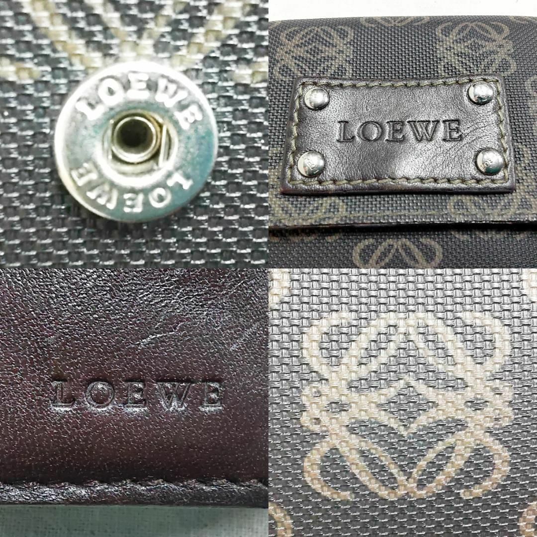 定番 人気 ロエベ LOEWE アナグラム Wホック 折財布 PVCレザー 総柄