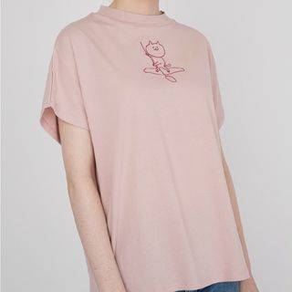 グラニフ(Design Tshirts Store graniph)の新品！グラニフ ピンク キャット 猫 ネコ ニャンニャン Tシャツ レディース(Tシャツ(半袖/袖なし))