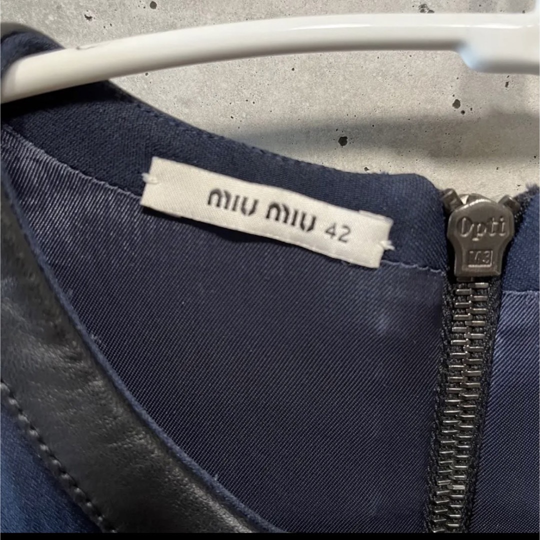 MIU MIU レザー切り替えワンピース