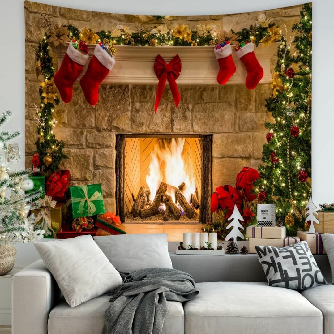 ツリー タペストリー  クリスマス飾り 北欧 暖炉  インテリア