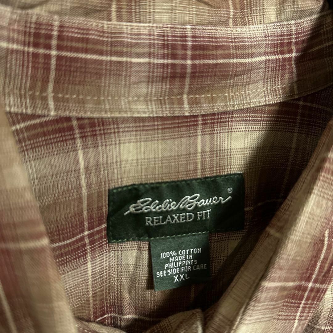 Eddie Bauer(エディーバウアー)のエディーバウアー チェック ボタンダウン シャツ XXL 半袖 USA古着 メンズのトップス(シャツ)の商品写真