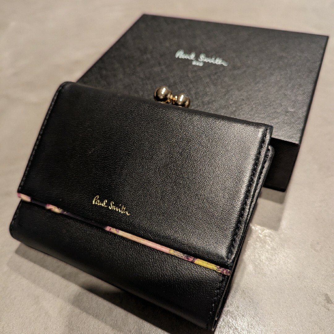 Paul Smith ポールスミス 二つ折り 財布 折り財布 パンジー ブラック