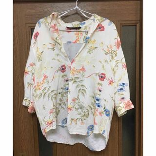 ザラ(ZARA)のシャツ　柄シャツ　夏　海　アウトドア　city 花柄　ボタニカル　ゆったり(シャツ/ブラウス(半袖/袖なし))