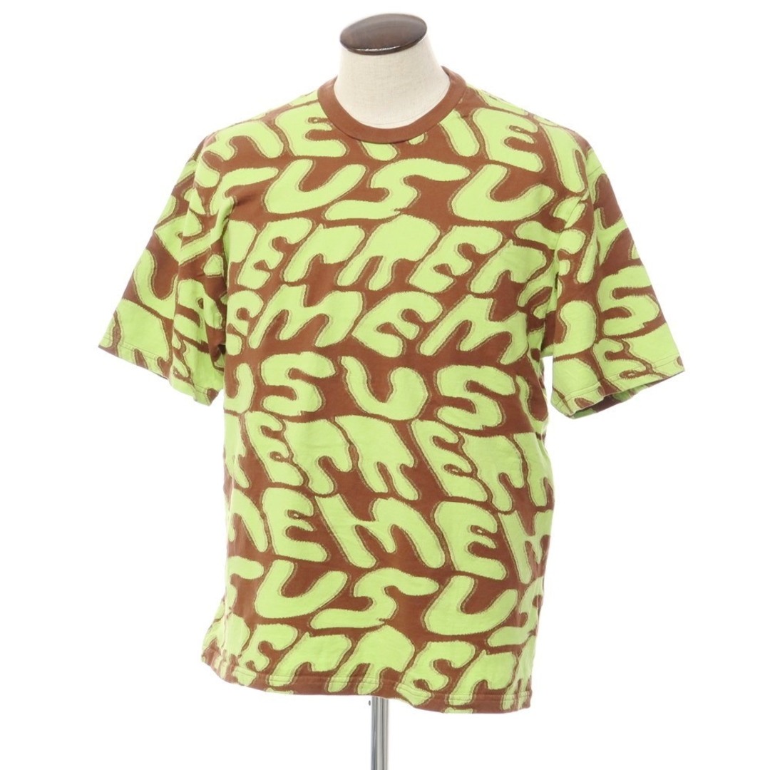 Supreme(シュプリーム)の【中古】シュプリーム Supreme 2023年春夏 Stacked Intarsia S/S Top ジャカードコットン 半袖Ｔシャツ ブラウンxライムグリーン【サイズL】【メンズ】 メンズのトップス(Tシャツ/カットソー(半袖/袖なし))の商品写真