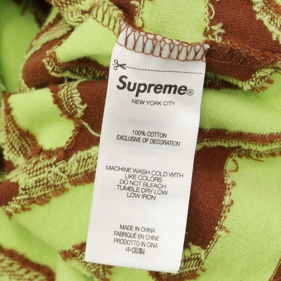 Supreme(シュプリーム)の【中古】シュプリーム Supreme 2023年春夏 Stacked Intarsia S/S Top ジャカードコットン 半袖Ｔシャツ ブラウンxライムグリーン【サイズL】【メンズ】 メンズのトップス(Tシャツ/カットソー(半袖/袖なし))の商品写真