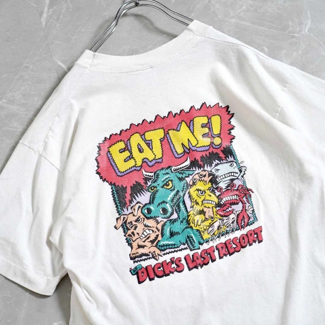 90s USA製 赤 デザインTシャツ フルーツオブザルーム vintage