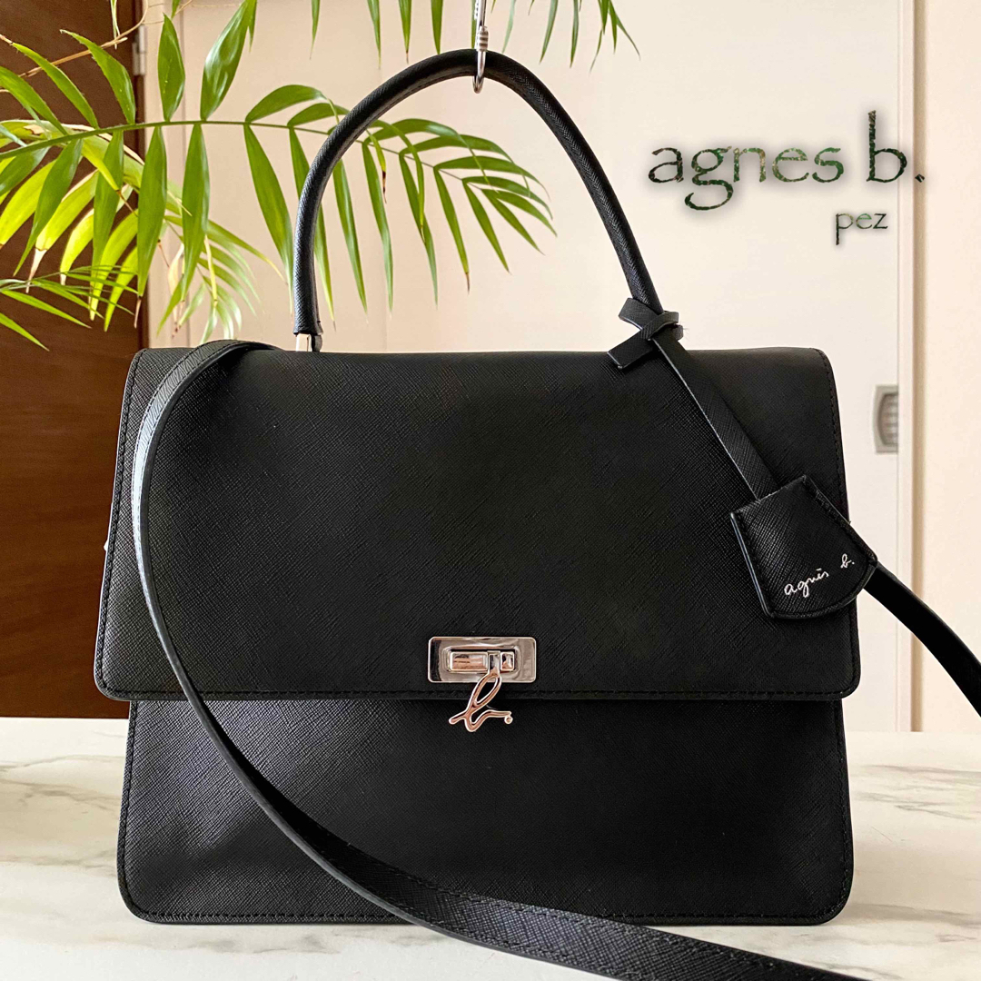 極美品 agnes b. アニエスベー 2way レザーショルダーバッグ-