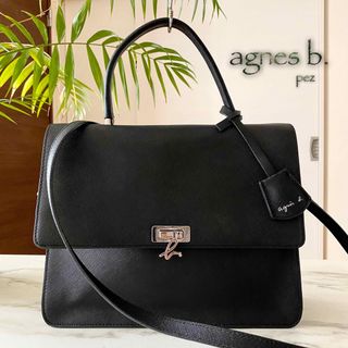 agnes.b美品✨2wayオールレザーショルダーバッグ フォーマル黒 本革-