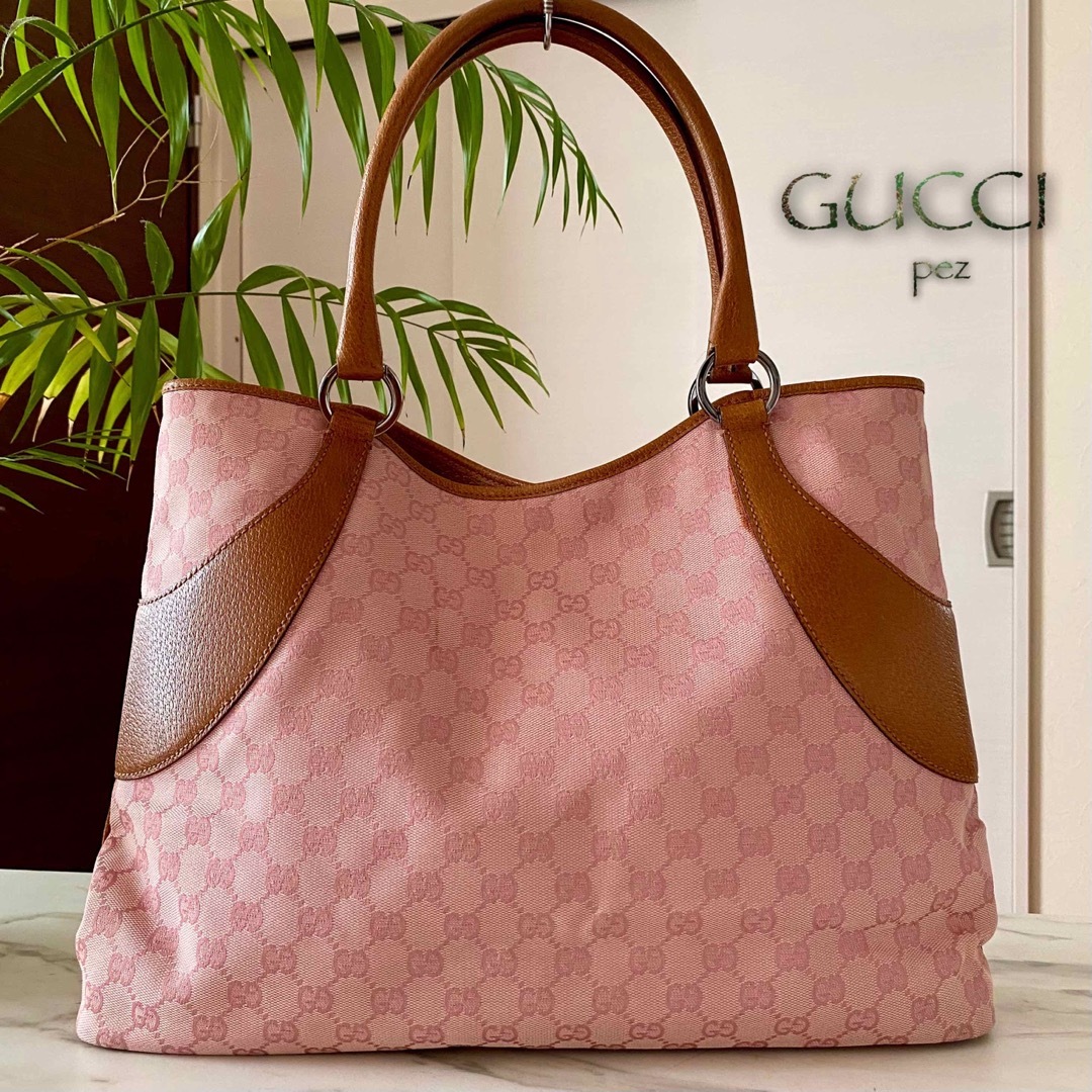 超美品 GUCCI グッチ GG柄 レザートートバッグ-