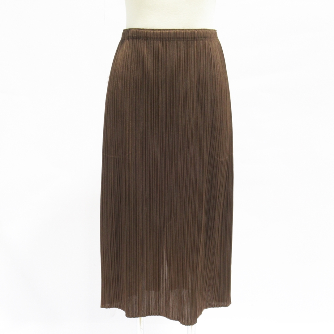 ISSEY MIYAKE - 【値下げ】ISSEY MIYAKE イッセイミヤケ PLEATS PLEASE プリーツ スカート スリット ポケット付き サイズ3 ブラウン レディース【中古】【送料無料】