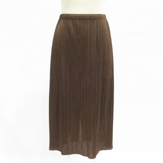 イッセイミヤケ(ISSEY MIYAKE)の【値下げ】ISSEY MIYAKE イッセイミヤケ PLEATS PLEASE プリーツ スカート スリット ポケット付き サイズ3 ブラウン レディース【中古】【送料無料】(ロングスカート)