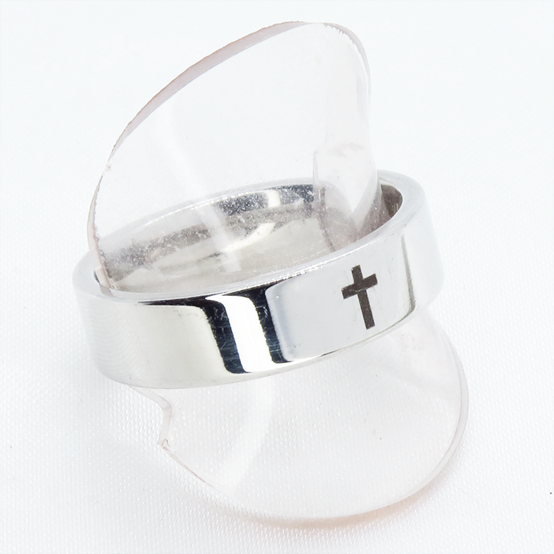 シルバーカラー ロザリオ（十字架）が刻印されたスマートなリング 指輪 19号 ハンドメイドのアクセサリー(リング)の商品写真
