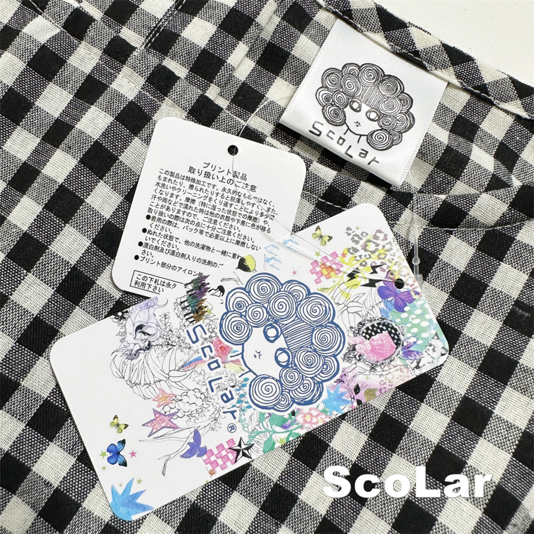 ScoLar(スカラー)の【ScoLar】線書きボタニカル オープンバック ワンピース タグ付未使用 レディースのワンピース(ロングワンピース/マキシワンピース)の商品写真