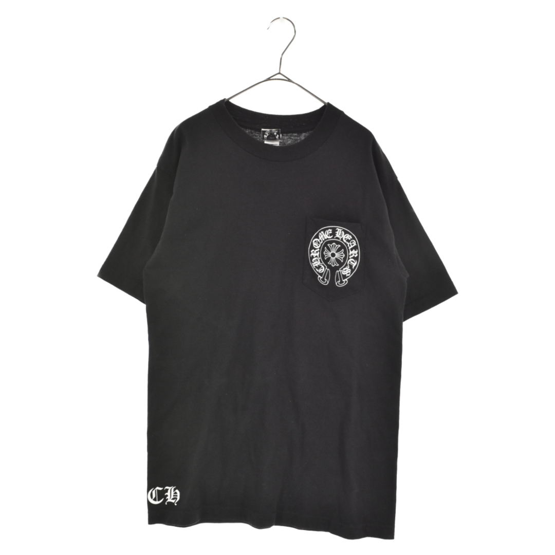 49センチ肩幅CHROME HEARTS クロムハーツ ホースシュー スタープリントポケット半袖Tシャツ カットソー M ブラック