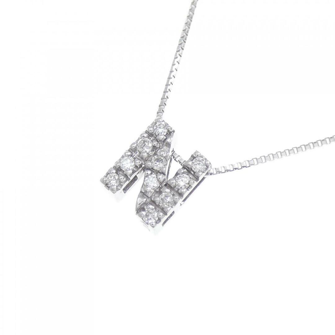 K18WG イニシャルN ダイヤモンド ネックレス 0.07CT