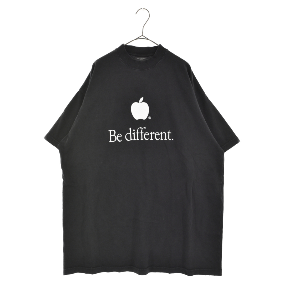 BALENCIAGA バレンシアガ 22AW Be different 712398 TNVB3 フロント刺繍 コットン半袖Tシャツ カットソー ブラック72センチ肩幅