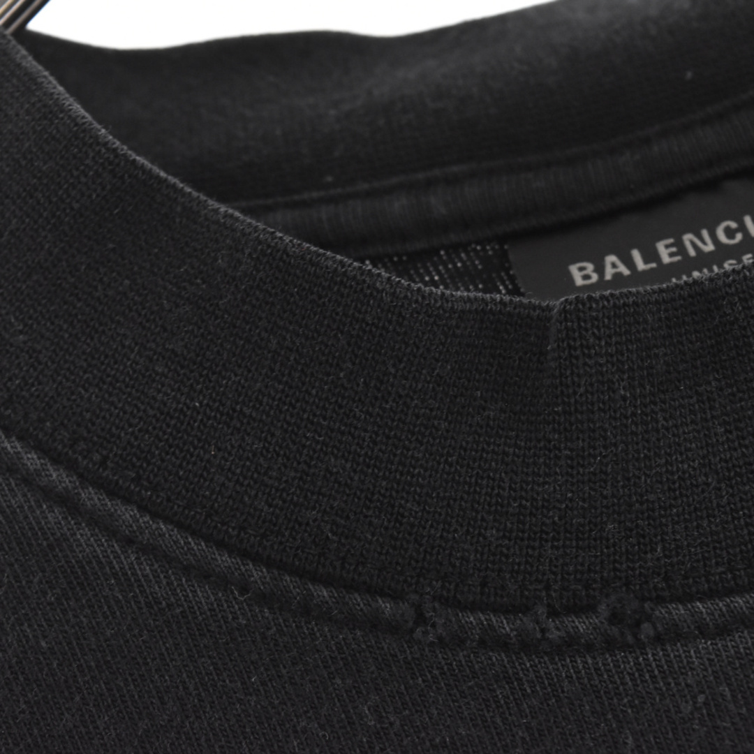 BALENCIAGA バレンシアガ 22AW Be different 712398 TNVB3 フロント刺繍 コットン半袖Tシャツ カットソー ブラック