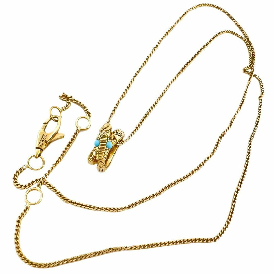 Gucci(グッチ)のグッチ　ネックレス　ウロボロス　ターコイズ　K18　YG　スネーク　ヘビ　希少 レディースのアクセサリー(ネックレス)の商品写真