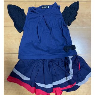 ベベ(BeBe)のベベ　半袖Tシャツスカート2点セット　902歳3歳スラップスリップアプレレクール(Tシャツ/カットソー)