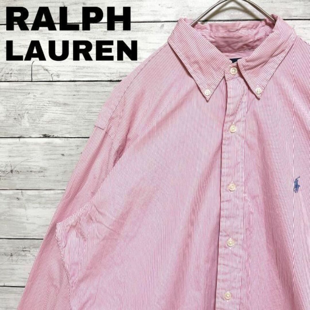 Ralph Lauren - 86i US古着ラルフローレンストライプBD長袖シャツ