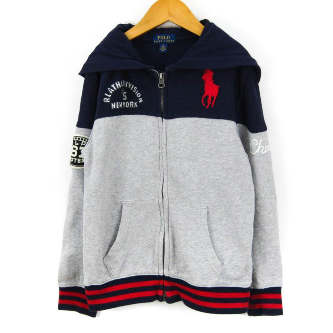 POLO RALPH LAUREN(ポロラルフローレン)のポロ・ラルフローレン パーカー スウェット ビッグポニー ジップアップ 130相当 キッズ 男の子用 7サイズ ネイビー POLO RALPH LAUREN キッズ/ベビー/マタニティのキッズ服女の子用(90cm~)(Tシャツ/カットソー)の商品写真