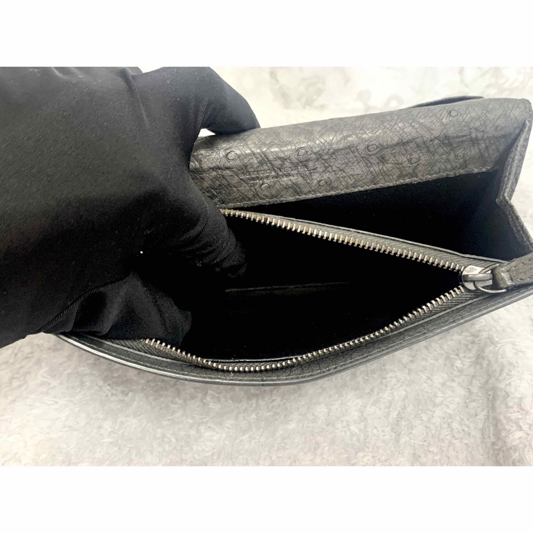 ボッテガヴェネタ 長財布 希少✨ 二つ折り財布 オーストリッチ