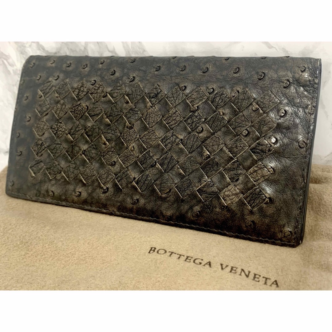 ボッテガヴェネタ BOTTEGA VENETA 長財布 オーストリッチ レザー