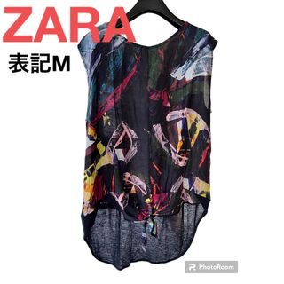 ザラ(ZARA)のZARAザラ　トップス　タンクトップ　ブラウス　チュニック　カットソー　総柄(シャツ/ブラウス(半袖/袖なし))