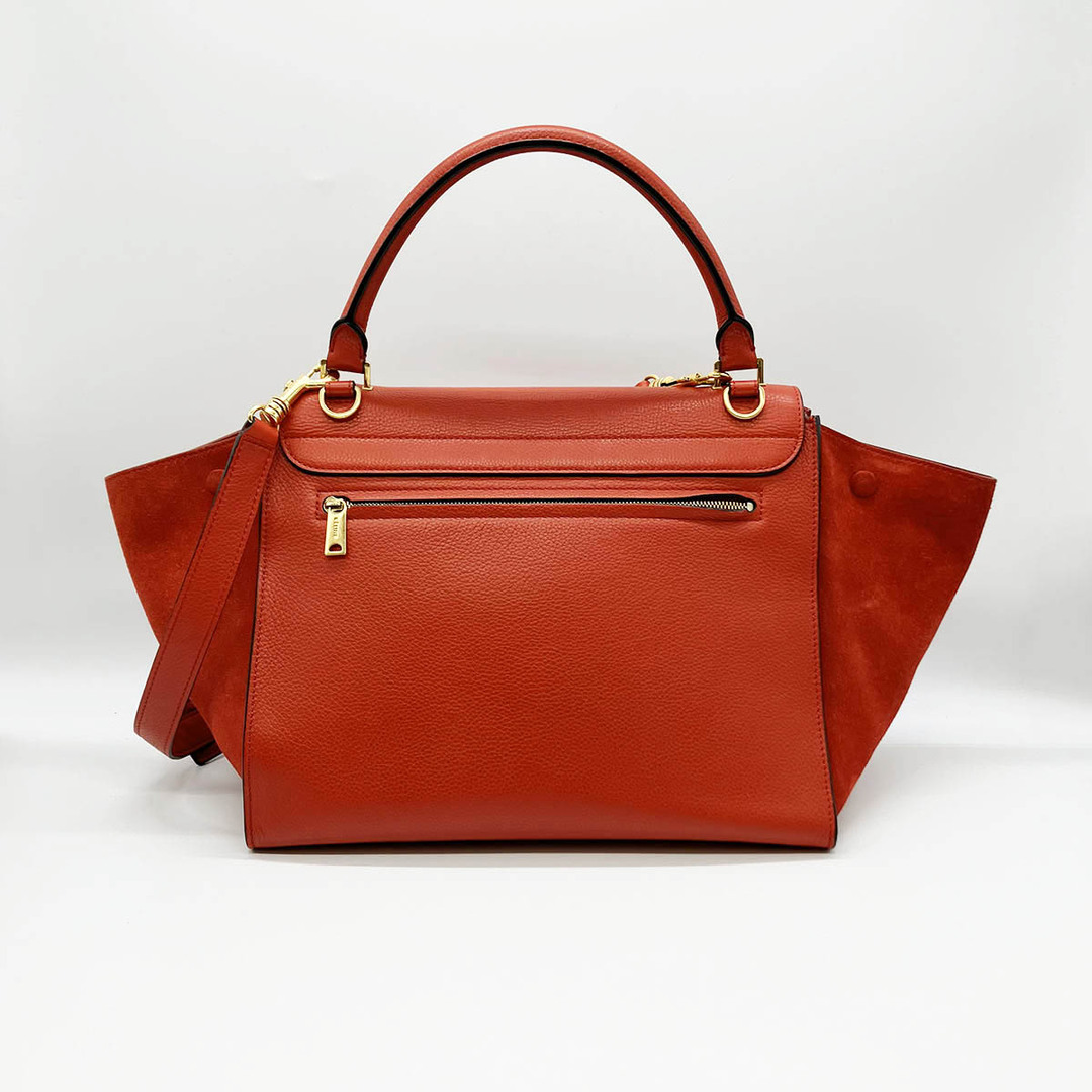 セール 美品 CELINE セリーヌ トラペーズ ショルダーバッグ ハンドバッグ 2WAY バッグ レザー レッド 赤 レディース ファッション  USED 【中古】