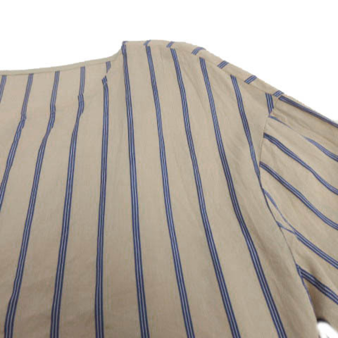 NOLLEY'S(ノーリーズ)のノーリーズ カットソー 七分袖 リボン ストライプ ベージュ系 青 白 M レディースのトップス(その他)の商品写真