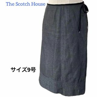 ザスコッチハウス(THE SCOTCH HOUSE)のThe Scotch House  デニム　巻きスカート　ブラック　9号(ひざ丈スカート)