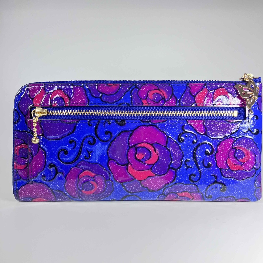 ANNA SUI（アナスイ） マジカルローズ Lファスナー薄マチ長財布 ネイビー