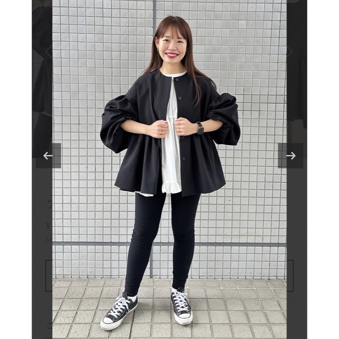 純正販売済み Yoihi フリルギャザージャケット ブラック レディース