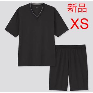 ユニクロ(UNIQLO)の新品　ユニクロ　エアリズムメッシュVネックセット（半袖）ブラック　XSサイズ(Tシャツ/カットソー(半袖/袖なし))