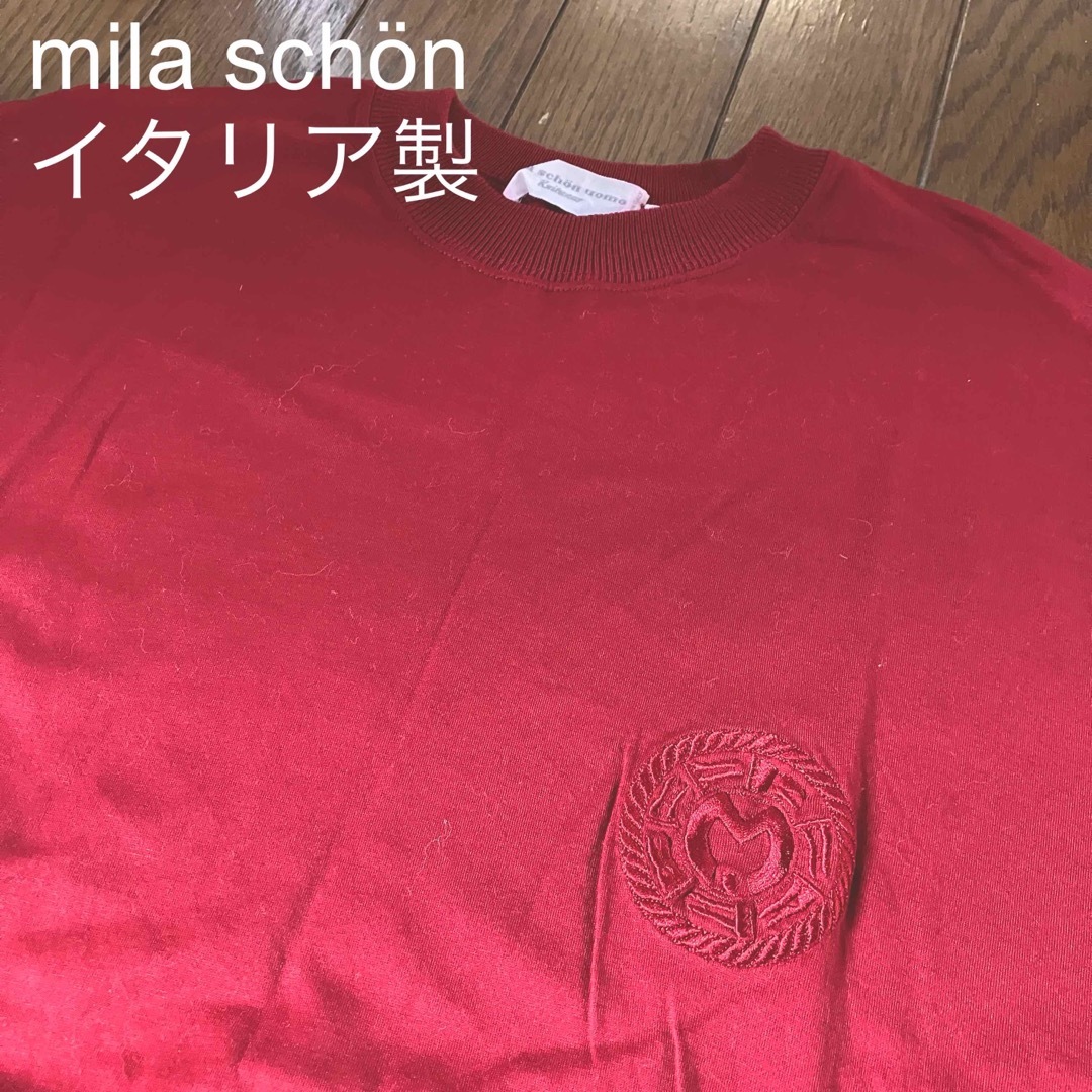 mila schon(ミラショーン)のused  イタリア製  mila schön 胸刺繍ロゴ 丸首半袖Tシャツ メンズのトップス(Tシャツ/カットソー(半袖/袖なし))の商品写真