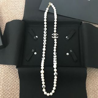 CHANEL - 美品 シャネル ココマーク ロゴ ロング パール ネックレスの