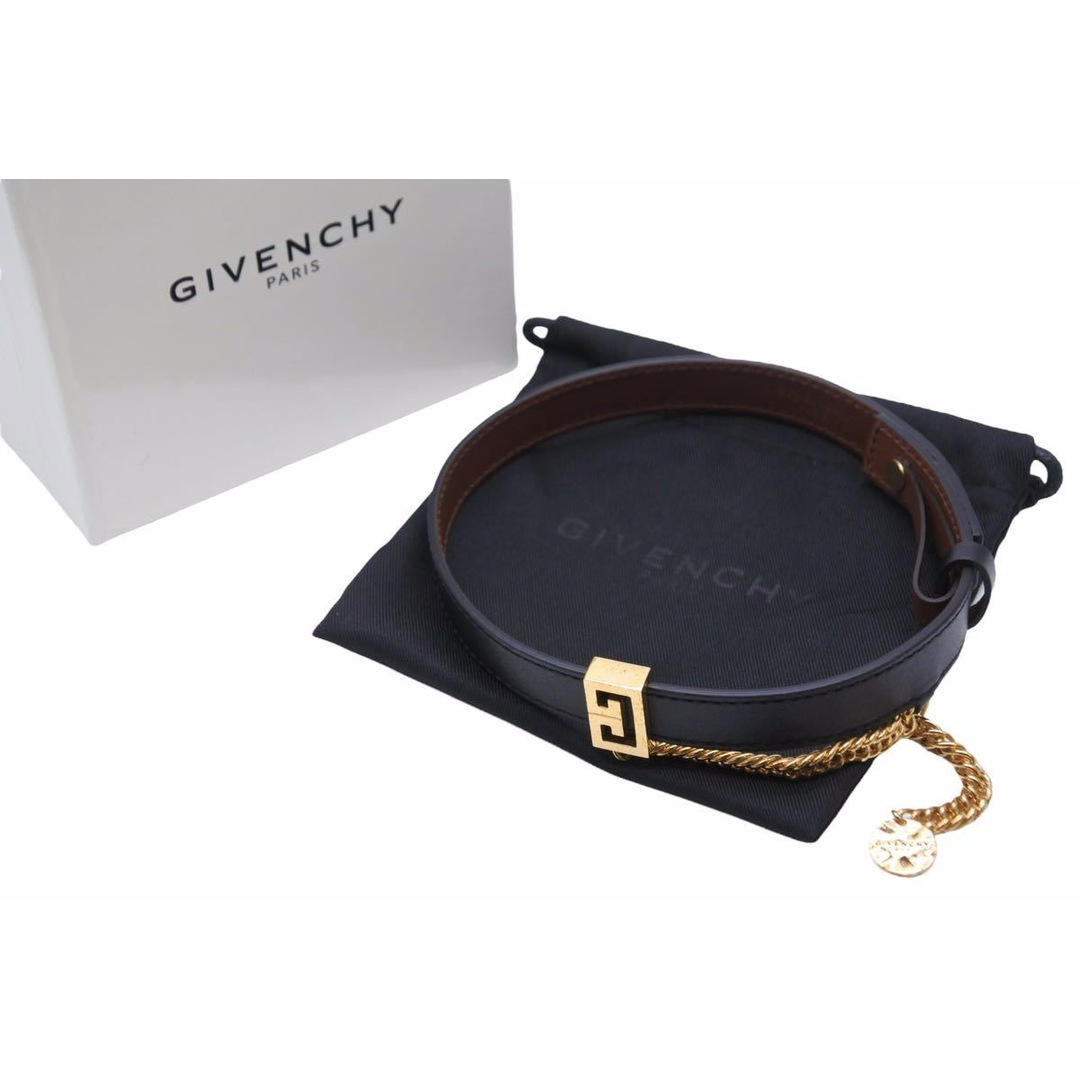 新品未使用 GIVENCHY ジバンシー チョーカー BF207UF00S 001 イタリア製 カウレザー ブラック ブラウン ゴールド 美品  50833