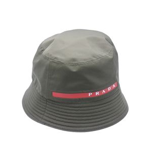 極美品 PRADA プラダ テクニカルファブリック ロゴ バケットハット