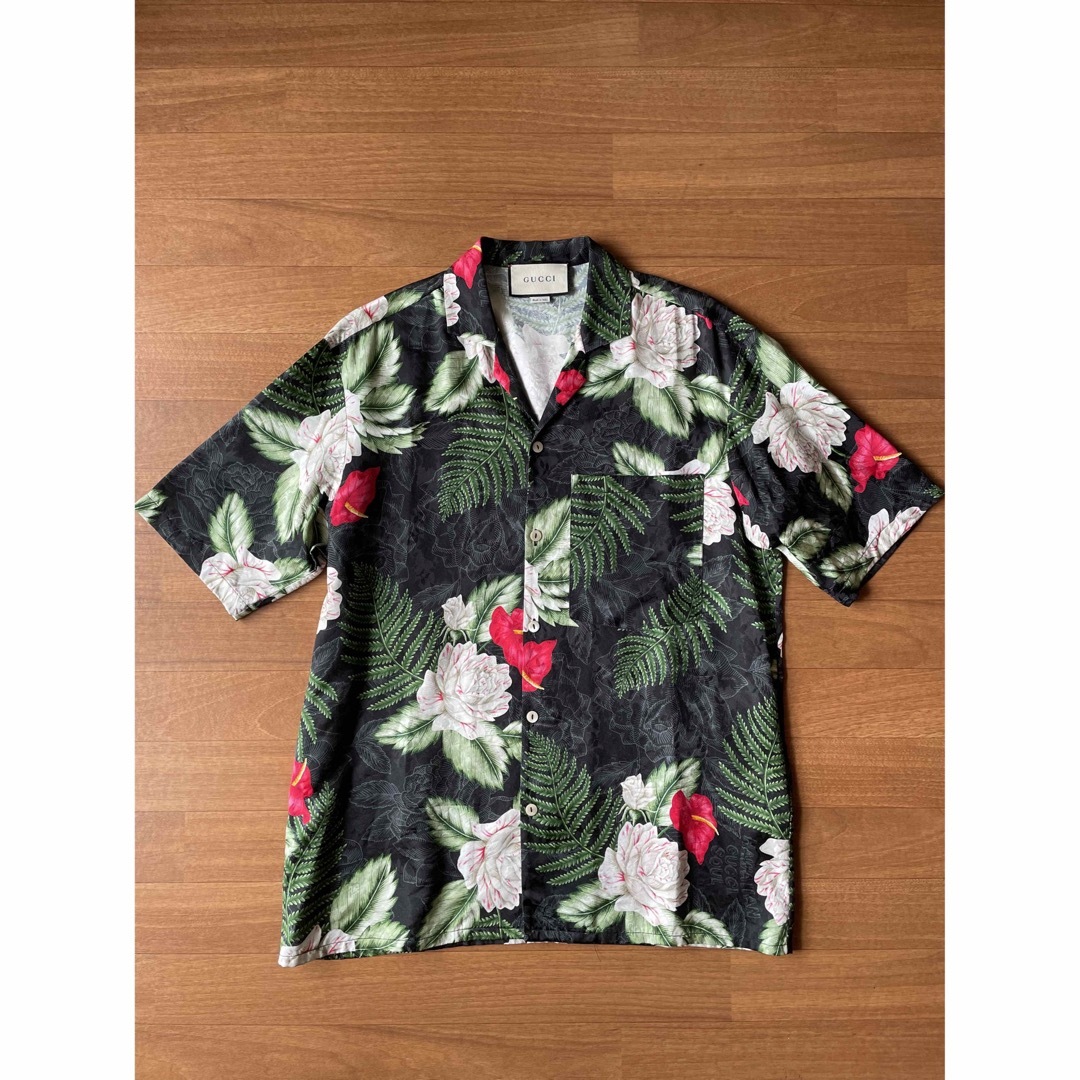 90S 総柄シャツ　シルクシャツ　　長袖　メンズL マルチカラー　菅田将暉在庫管理長袖柄シャツ1