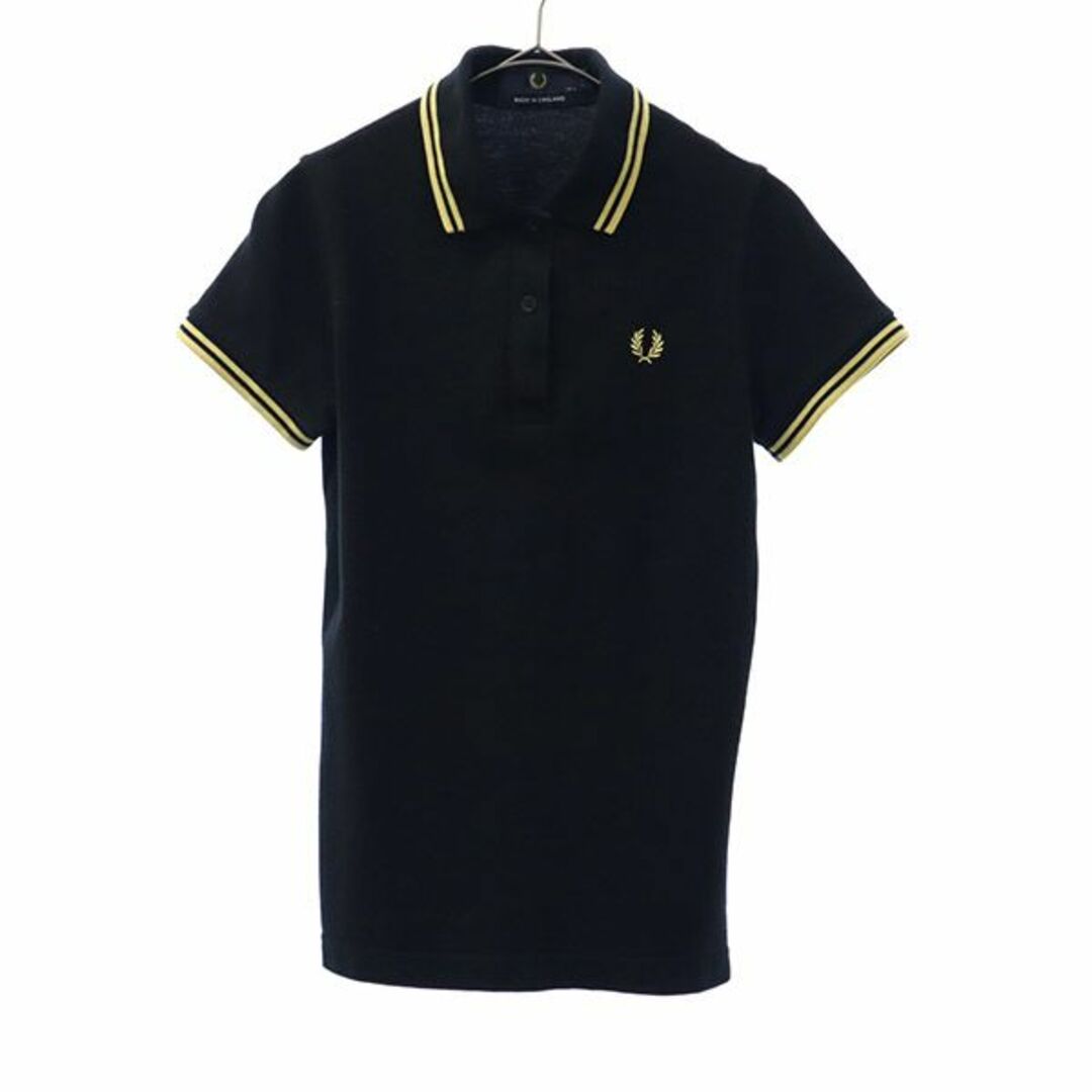 FRED PERRY(フレッドペリー)のフレッドペリー 英国製 刺繍 半袖 ポロシャツ 4 ブラック FRED PERRY 鹿の子 レディース 【中古】  【230620】 メール便可 レディースのトップス(ポロシャツ)の商品写真