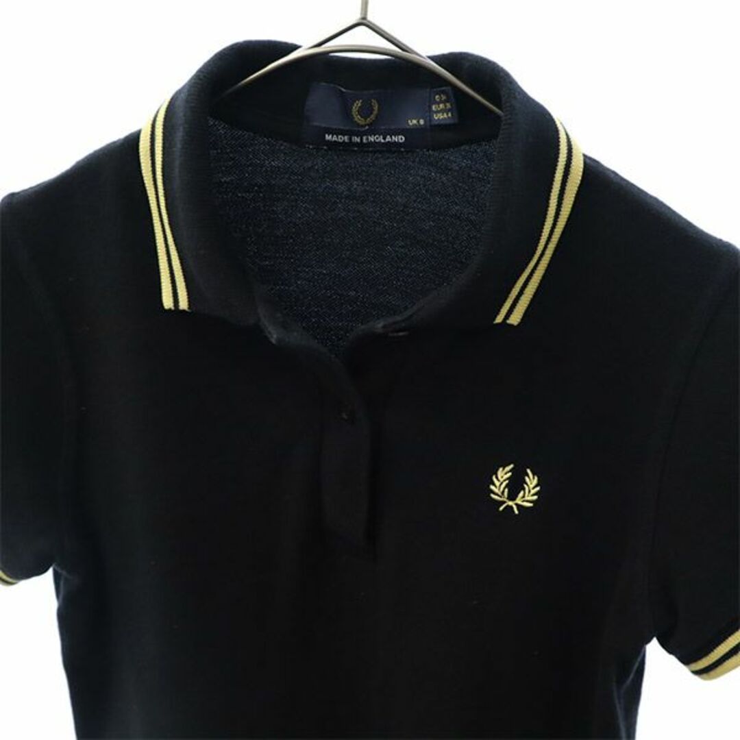 FRED PERRY(フレッドペリー)のフレッドペリー 英国製 刺繍 半袖 ポロシャツ 4 ブラック FRED PERRY 鹿の子 レディース 【中古】  【230620】 メール便可 レディースのトップス(ポロシャツ)の商品写真