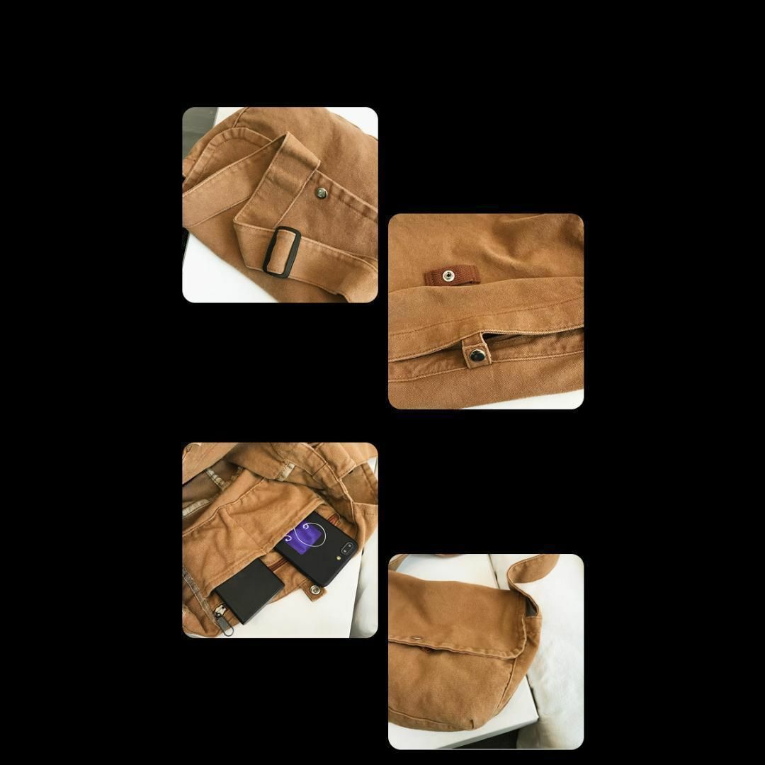 大人気 メッセンジャーバッグ 茶 ブラウン 男女兼用 ユニセックス 大容量 メンズのバッグ(ショルダーバッグ)の商品写真