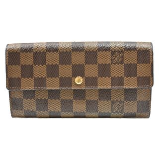 ルイヴィトン(LOUIS VUITTON)の【イニシャル入り★中古品】LOUISVUITTON
ポシェット・ポルトモネカルトクレディ N61724 ダミエエベヌ/ブラウン系 コーティングキャンバス 長財布　ロングウォレット　シンプル　ユニセックス　人気　廃盤　ギフト　プレゼント包装可 【中古】松山久万ノ台店(折り財布)