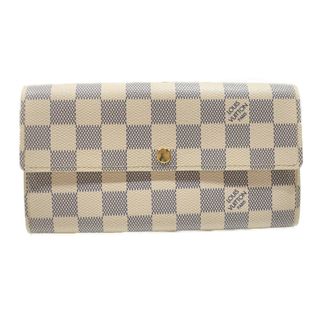 ルイヴィトン(LOUIS VUITTON)の【イニシャル入り・箱・布袋あり】　LOUIS VUITTON　ルイ・ヴィトン　ポルトフォイユ・サラ　N61735　ダミエ・アズール　長財布　ホワイト系　メンズ　レディース　ユニセックス　シンプル　ギフト　プレゼント包装可　【中古】　松山久万ノ台店(財布)