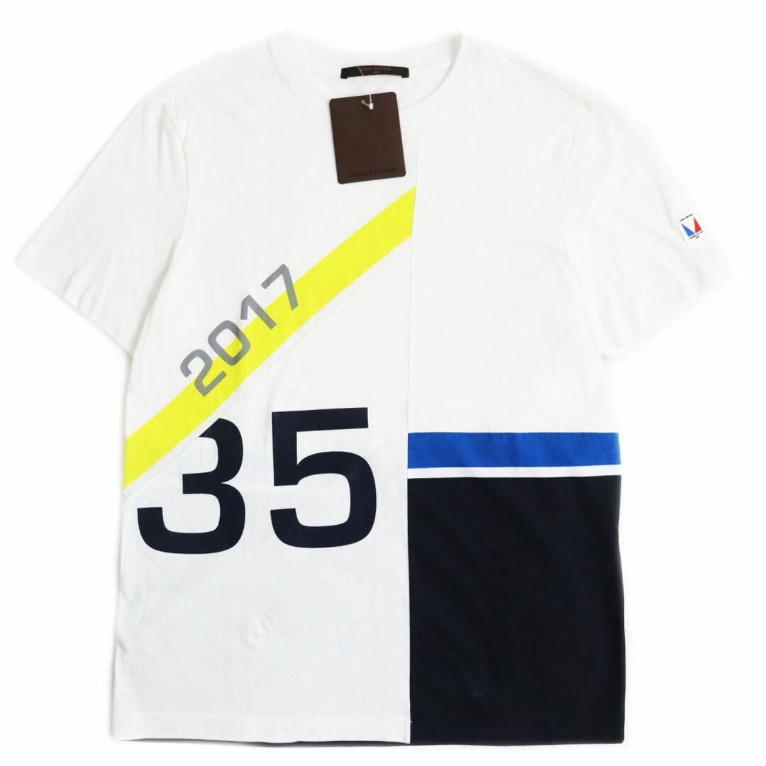 美品●17SS LOUIS VUITTON ルイヴィトン アメリカズカップ ガストンV ラバーパッチ付き プリント Tシャツ/カットソー 白系 S 伊製 正規品