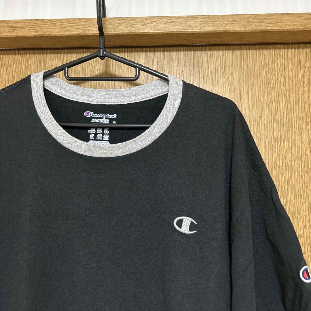 Champion(チャンピオン)のChampion リンガーT ブラック×グレー メンズのトップス(Tシャツ/カットソー(半袖/袖なし))の商品写真