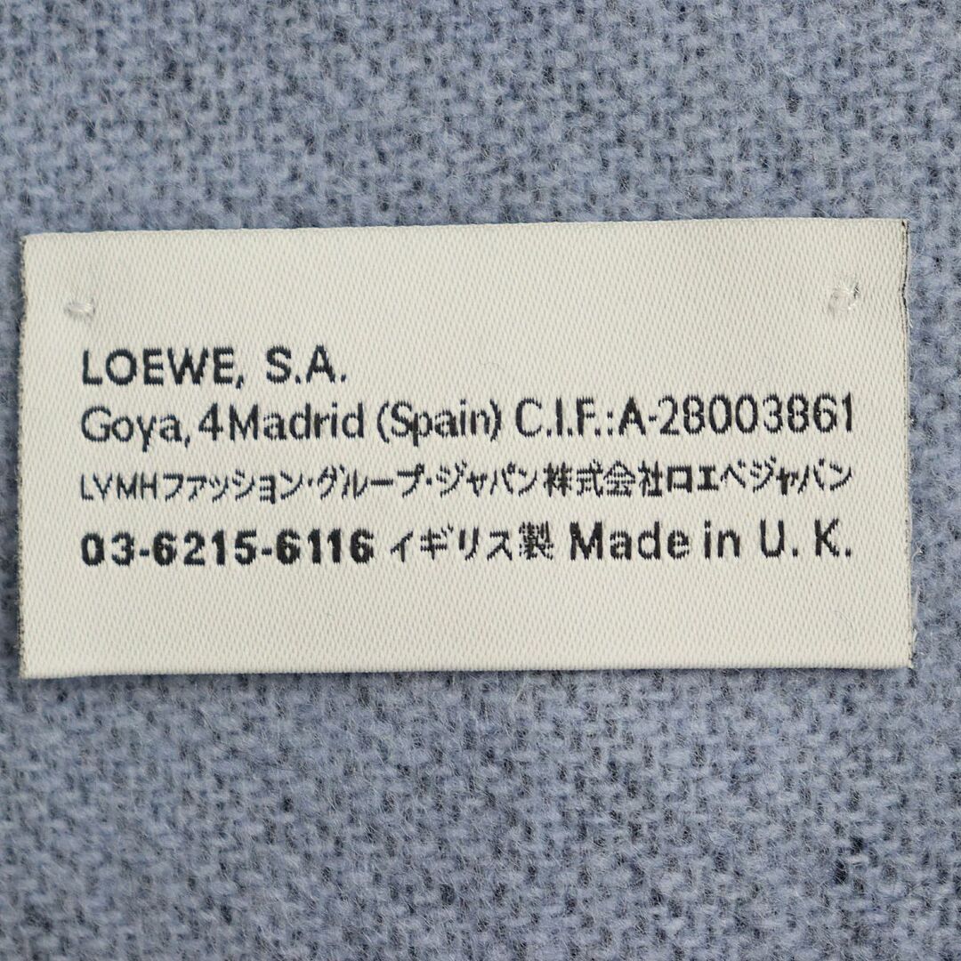 LOEWE(ロエベ)の極美品◆LOEWE ロエベ アナグラム刺繍 フリンジ付き カシミヤ混 ウール マフラー バイカラー ネイビー×ブルー イギリス製 メンズ 正規品 メンズのファッション小物(マフラー)の商品写真