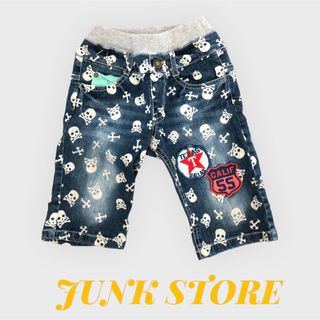 ジャンクストアー(JUNK STORE)の★JUNK STORE★キッズ　ドクロ総柄　ハーフデニムパンツ　110★(パンツ/スパッツ)