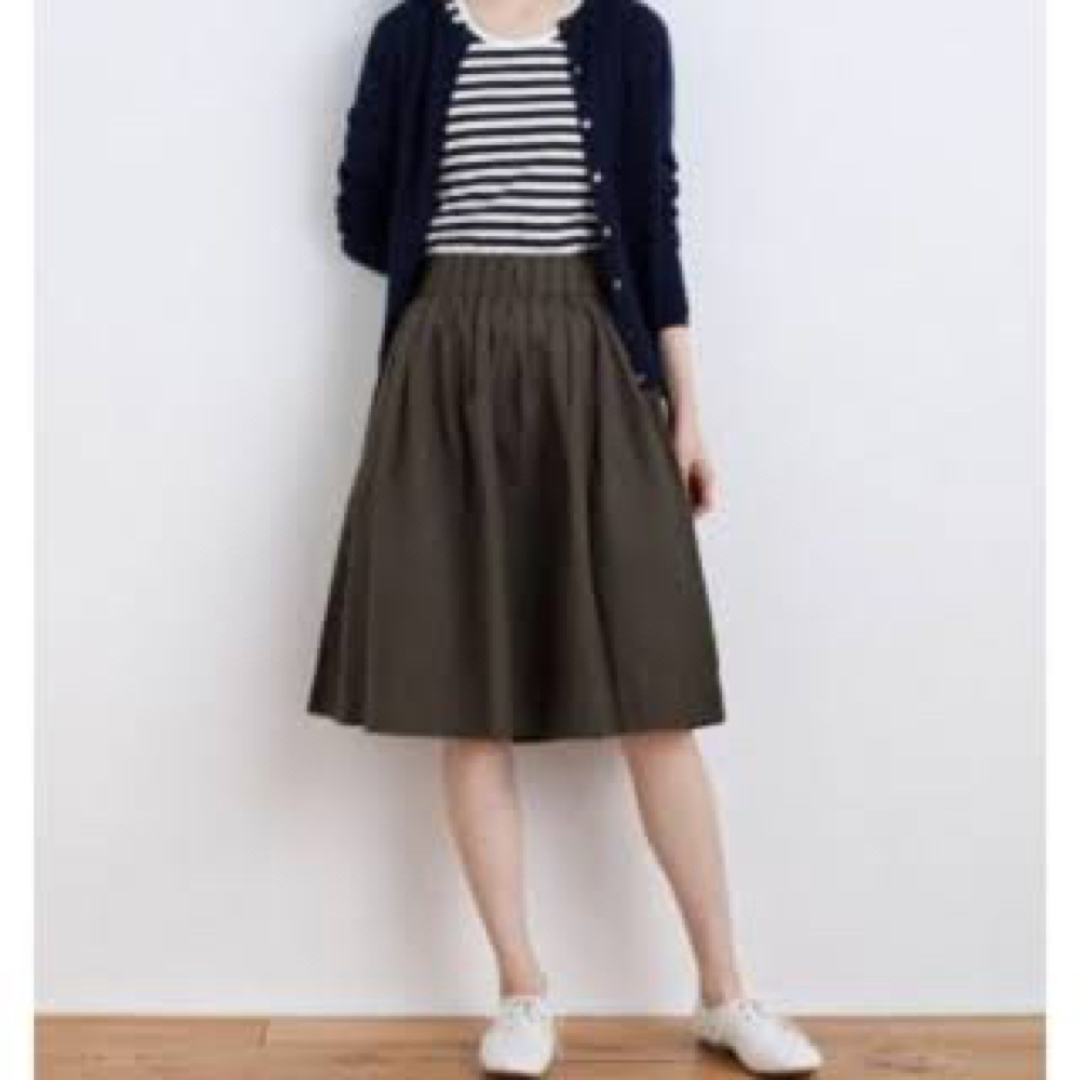 MUJI (無印良品)(ムジルシリョウヒン)のオーガニックコットンダンプイージータックギャザースカート レディースのスカート(ひざ丈スカート)の商品写真