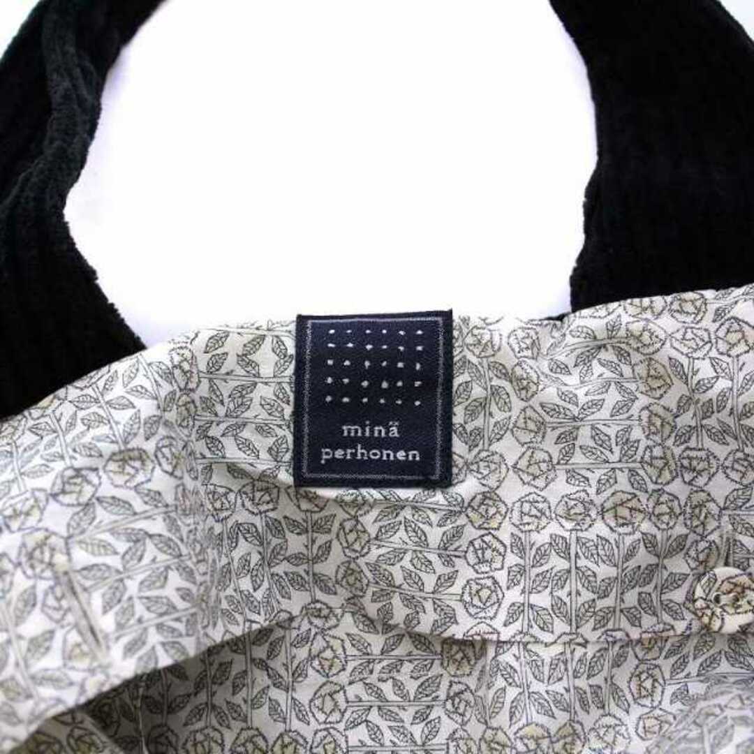 mina perhonen(ミナペルホネン)のミナペルホネン angel トートバッグ ハンドバッグ コーデュロイ 刺繍 黒 レディースのバッグ(トートバッグ)の商品写真